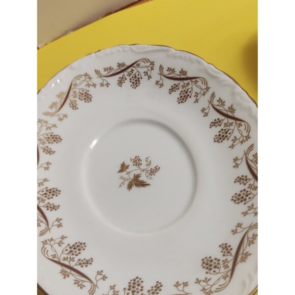 Vintage Coalport England Gravy Boat & Underplate "Burgundy" Pattern - Picture 7 of 14